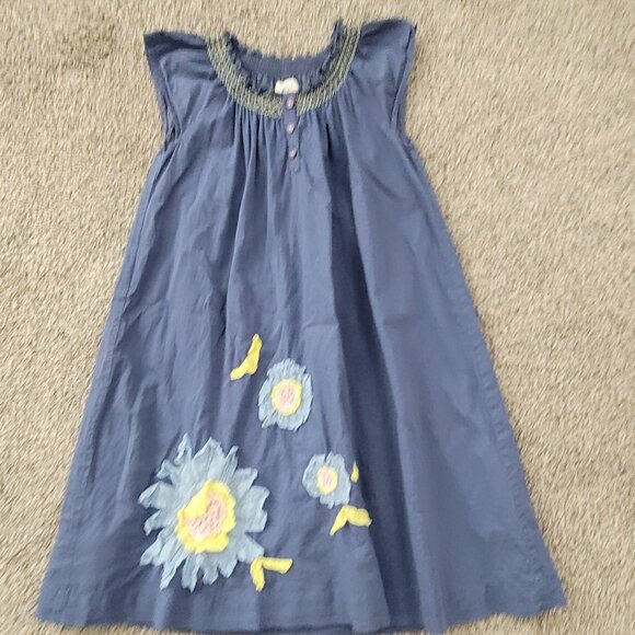 Mini Boden Other - Mini Boden Blue Lined Dress with Flowers Size 7-8